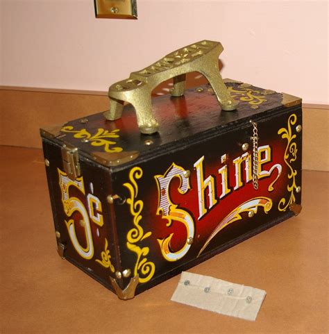 antique metal shoe shine box|vintage shoe shine box wooden.